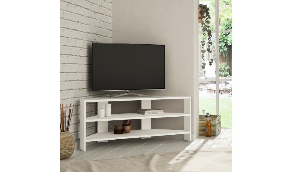 Suport TV Thales Corner - Alb 114 x 45 x 36 cm