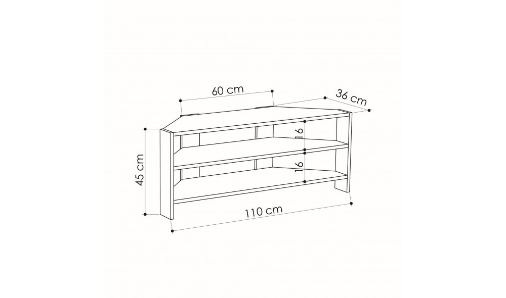 Suport TV Thales Corner - Alb 114 x 45 x 36 cm