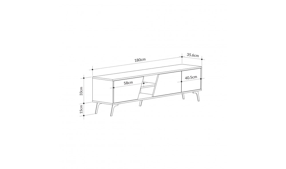 Suport TV Fiona - Stejar, Alb 180 x 48 x 35 cm