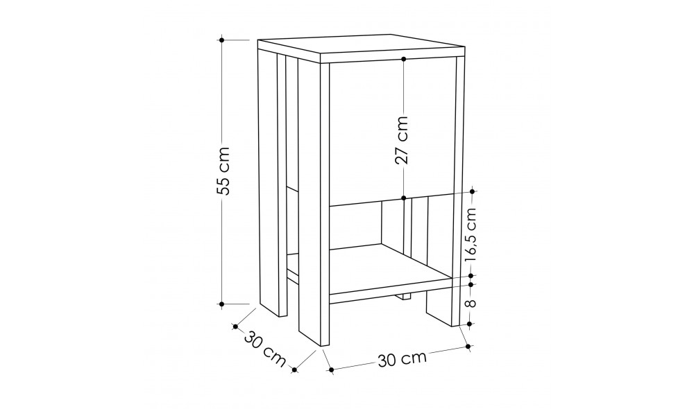 Noptiera Ema - Antracit, Antracit 30 x 55 x 30 cm