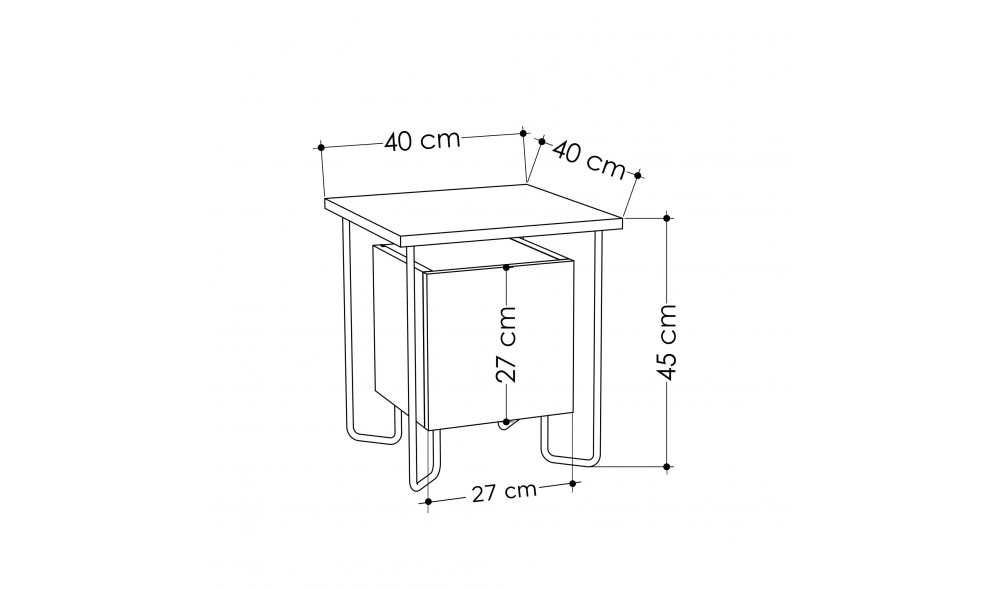 Noptiera Acres Nightstand - Cafea neagra 40 x 45 x 40 cm