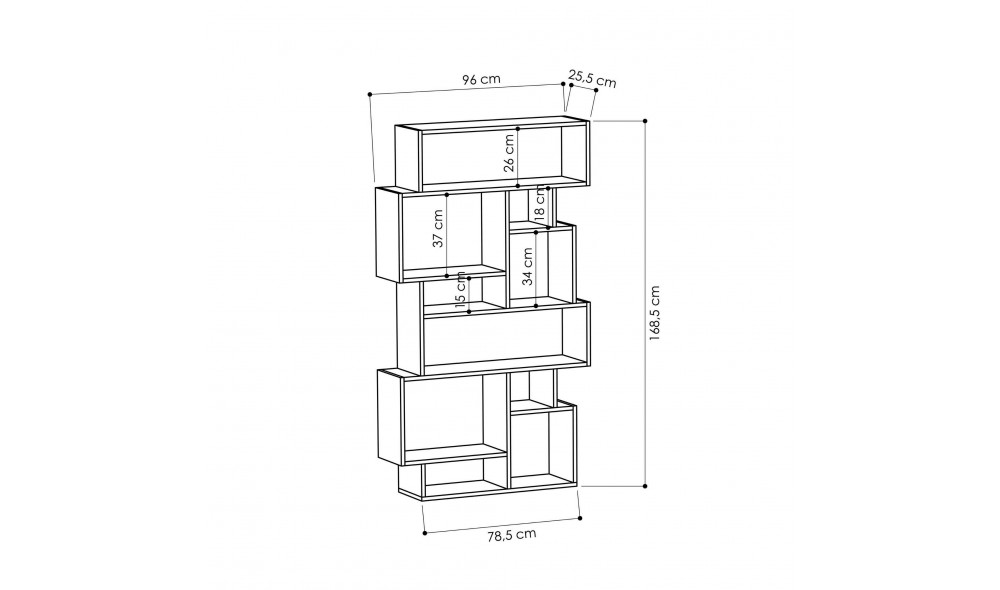 Raft pentru carti, Karmato, Hitit, 96 x 169 x 26 cm