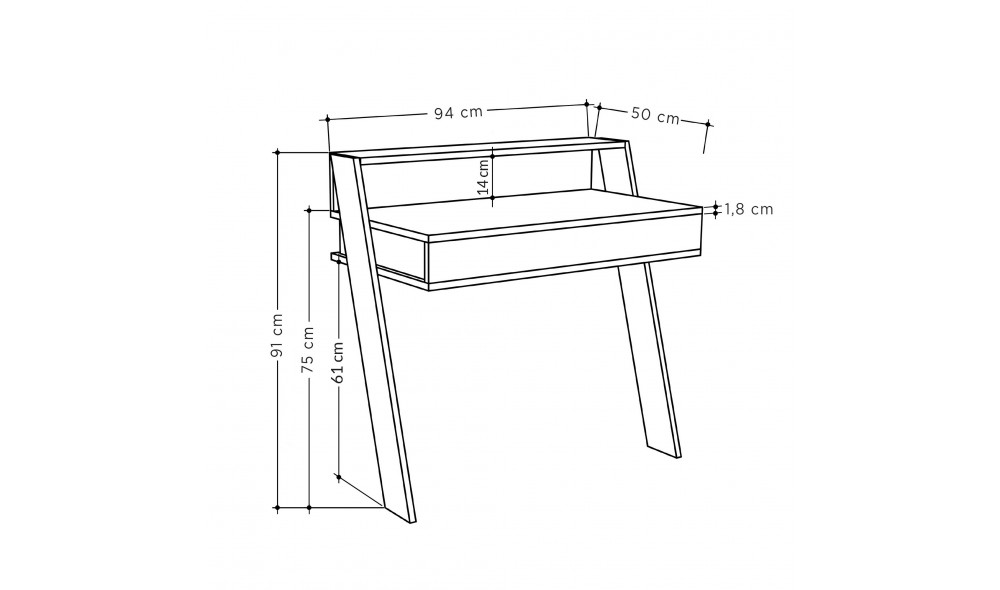 Birou de studiu Cowork - Alb 94 x 91 x 50 cm