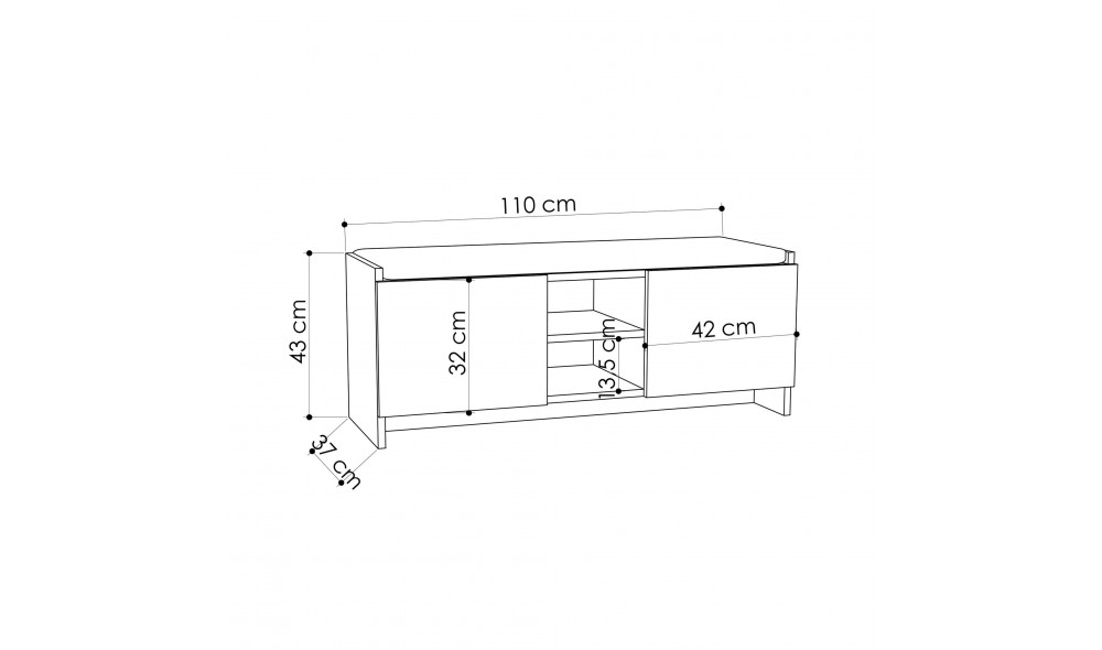 Dulap de incaltaminte Zulla - Stejar intunecat 110 x 43 x 37 cm