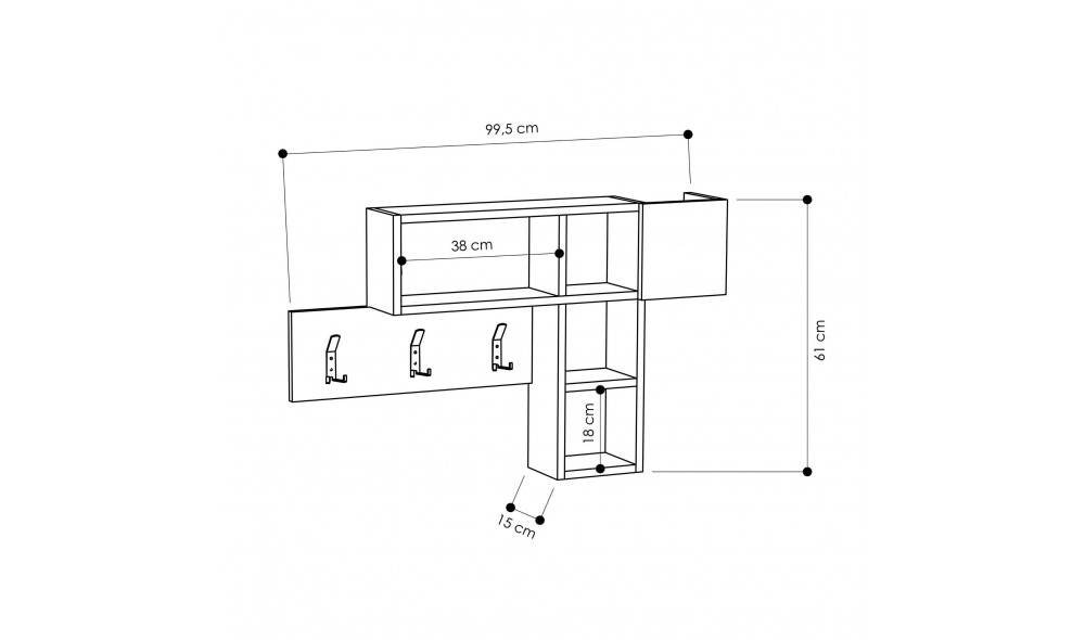 Sala Stand Joc - Stejar Sonoma, Antracit 99 x 61 x 15 cm