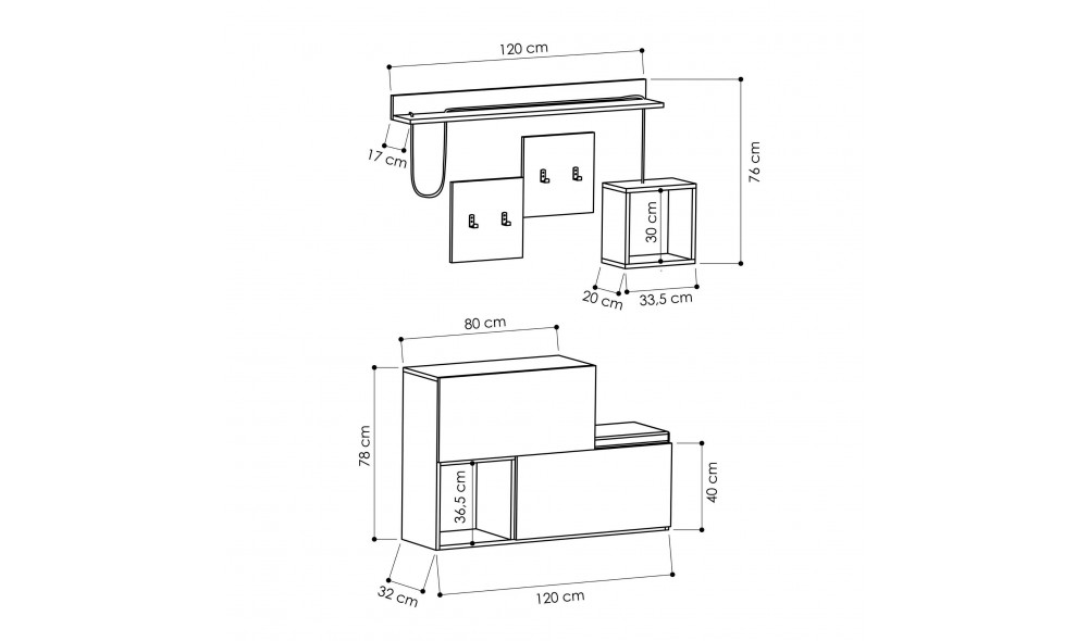 Sala Stand Holdon - Antracit, Sonomo 120 x 78 x 40 cm