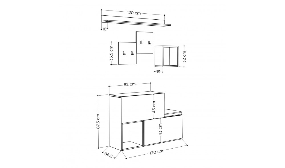 Sala Stand Holdon - Alb 120 x 78 x 40 cm