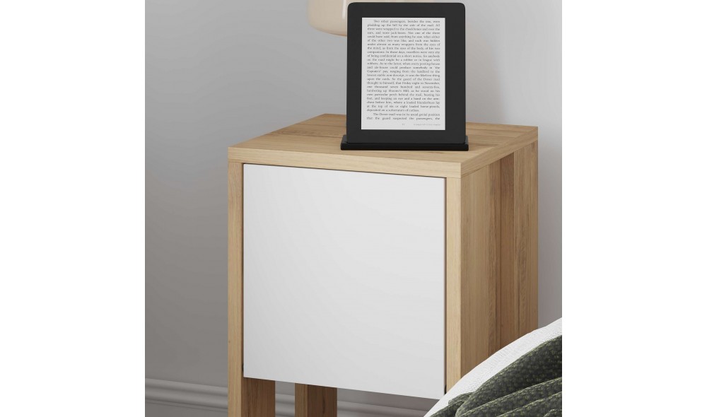 Noptiera, Ema, Stejar safirAlb, 30 x 55 x 30 cm