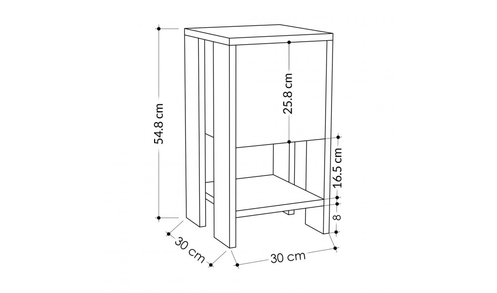 Noptiera, Ema, Stejar safirAlb, 30 x 55 x 30 cm