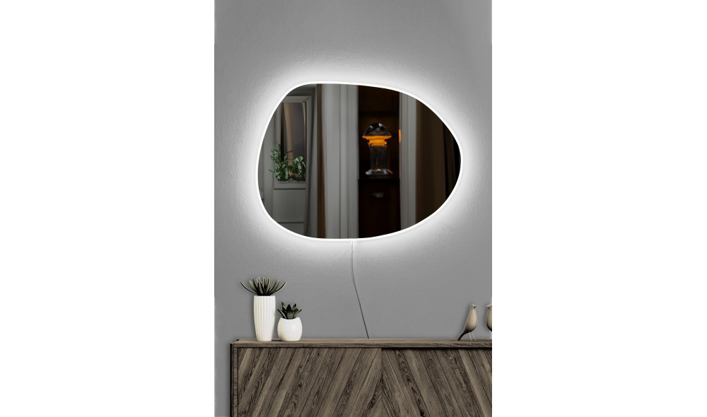 Oglinda cu Iluminare Led, Piago, Alb, 60 x 46 x  cm