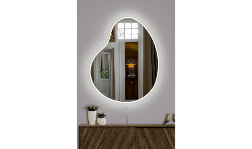 Oglinda cu Iluminare Led, Glenia, Alb, 50 x 60 x  cm