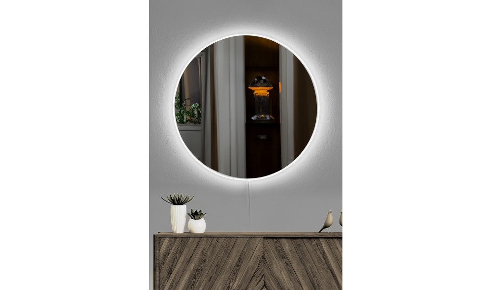 Oglinda cu Iluminare Led, Round 60, Alb, 60 x 60 x  cm