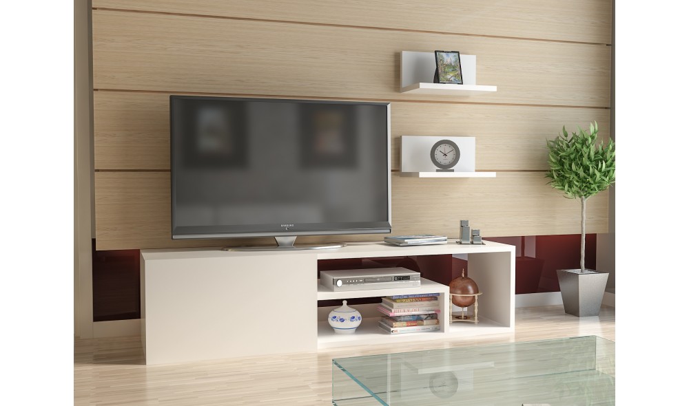 Unitate TV, Zeplin, Alb, 120 x 29 x 30 cm