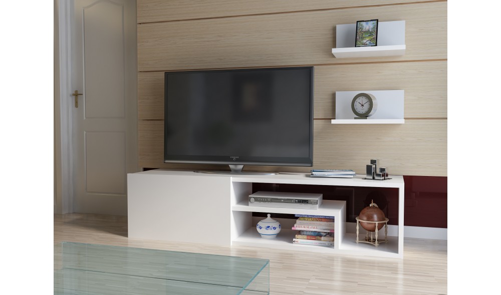 Unitate TV, Zeplin, Alb, 120 x 29 x 30 cm