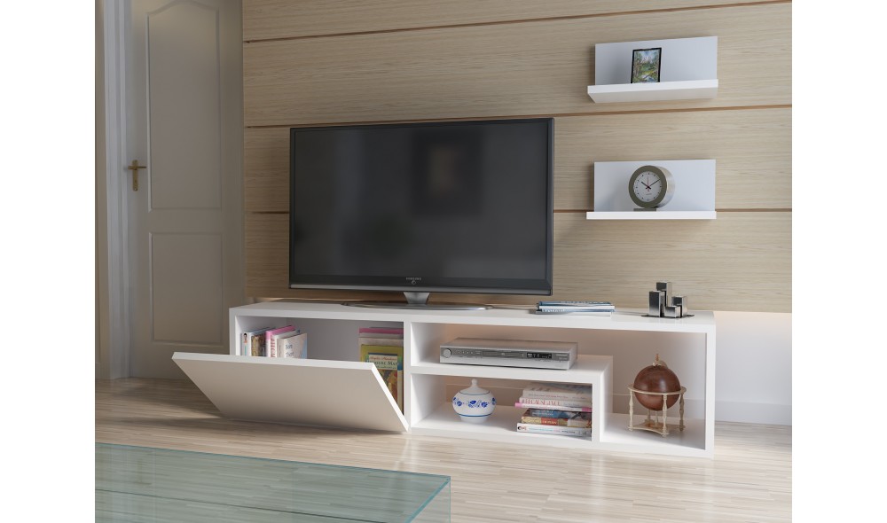 Unitate TV, Zeplin, Alb, 120 x 29 x 30 cm