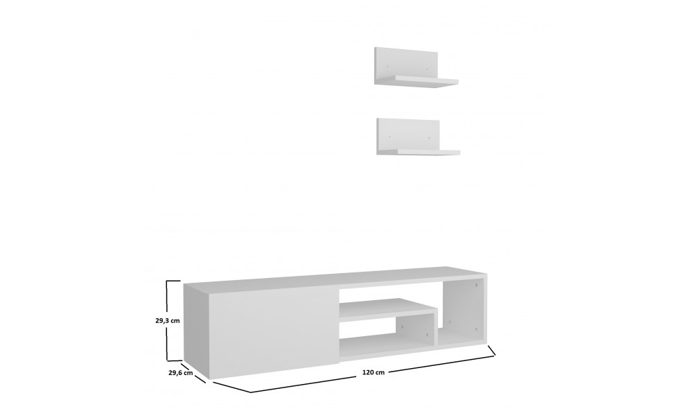 Unitate TV, Zeplin, Alb, 120 x 29 x 30 cm