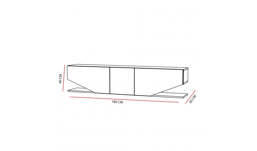 Suport TV, Inci, Alb, 180 x 40 x 30 cm