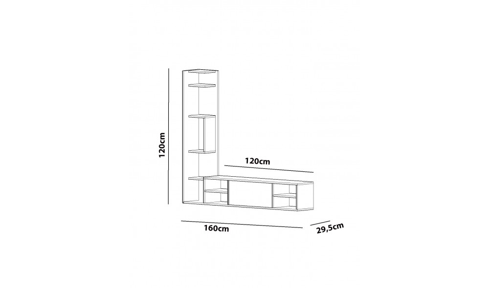Unitate TV, Pera, Alb, 160 x 120 x 30 cm
