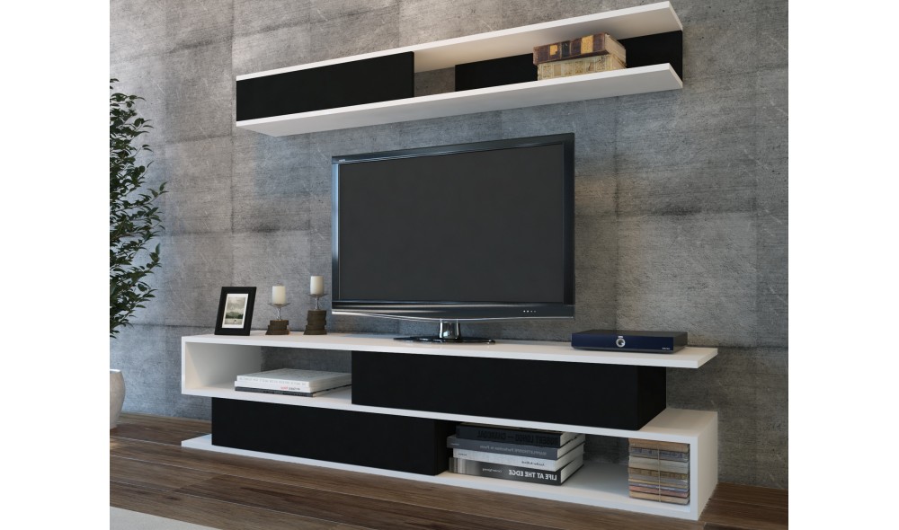 Unitate TV, Sims, AlbNegru, 176 x 39 x 32 cm