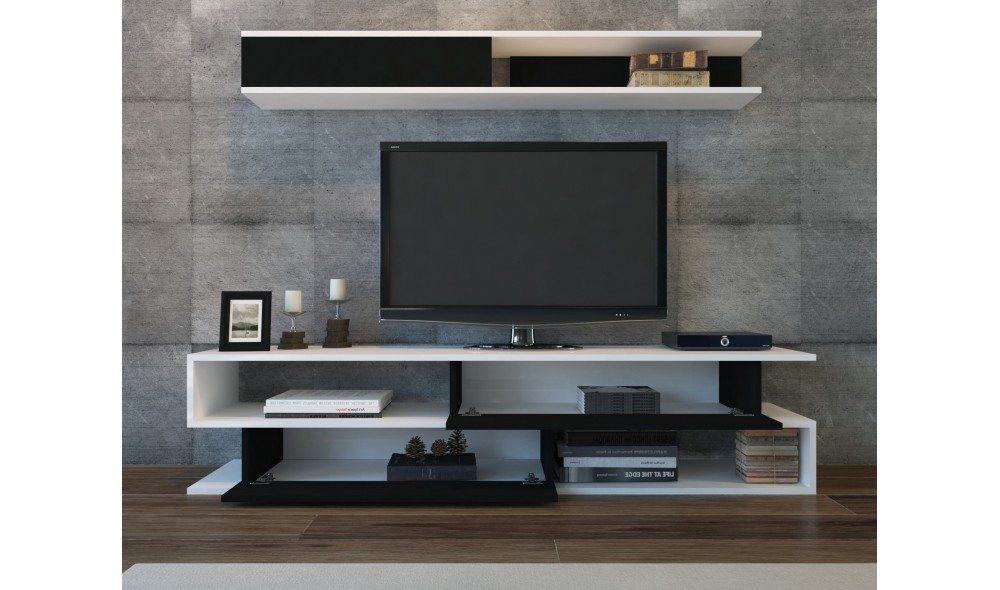 Unitate TV, Sims, AlbNegru, 176 x 39 x 32 cm