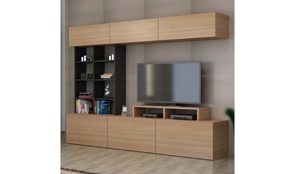 Unitate TV, Sasa, TeakNegru, 180 x 40 x 37 cm