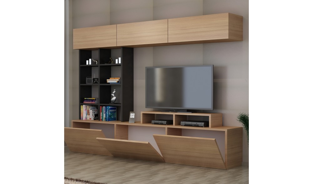 Unitate TV, Sasa, TeakNegru, 180 x 40 x 37 cm