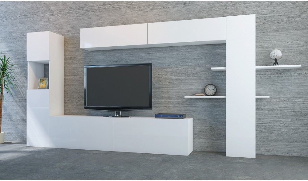 Unitate TV, Maxi, Alb, 215 x 150 x 32 cm