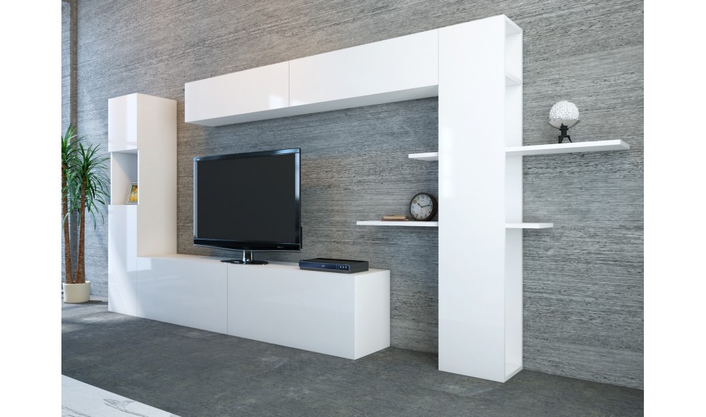 Unitate TV, Maxi, Alb, 215 x 150 x 32 cm