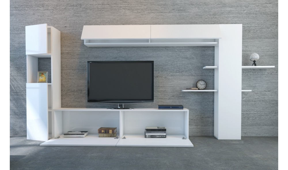 Unitate TV, Maxi, Alb, 215 x 150 x 32 cm