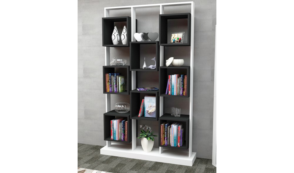 Raft pentru carti, Edge, AlbNegru, 120 x 188 x 30 cm