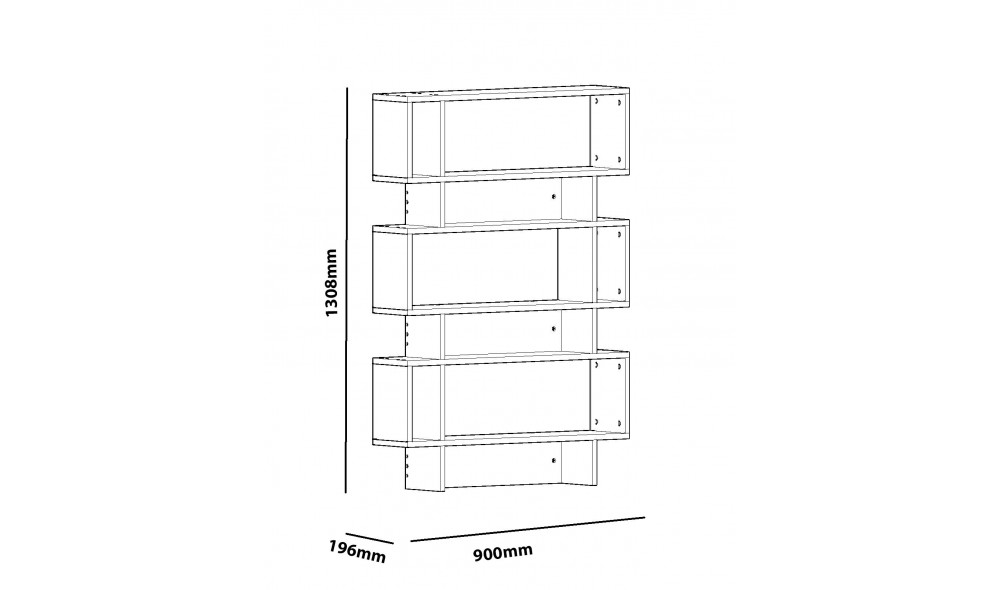 Raft pentru carti, Elze, Alb, 90 x 131 x 20 cm