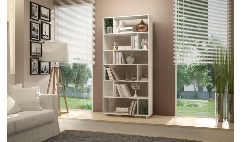 Raft pentru carti, Form, Alb, 90 x 189 x 25 cm