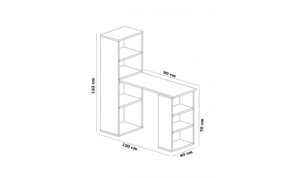 Birou de studiu, Last, Alb, 90 x 70 x 40 cm
