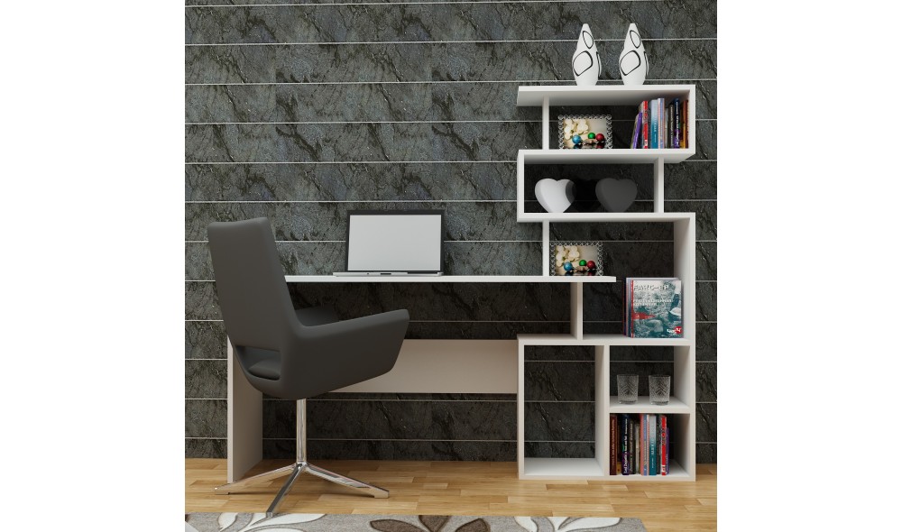 Birou de studiu, Next, Alb, 130 x 70 x 40 cm