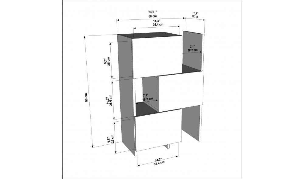 Dulap multifunctional, Anna, Alb, 65 x 90 x 32 cm