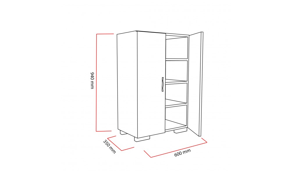 Pantofar, Mada4 Ayak, Alb, 60 x 94 x 35 cm
