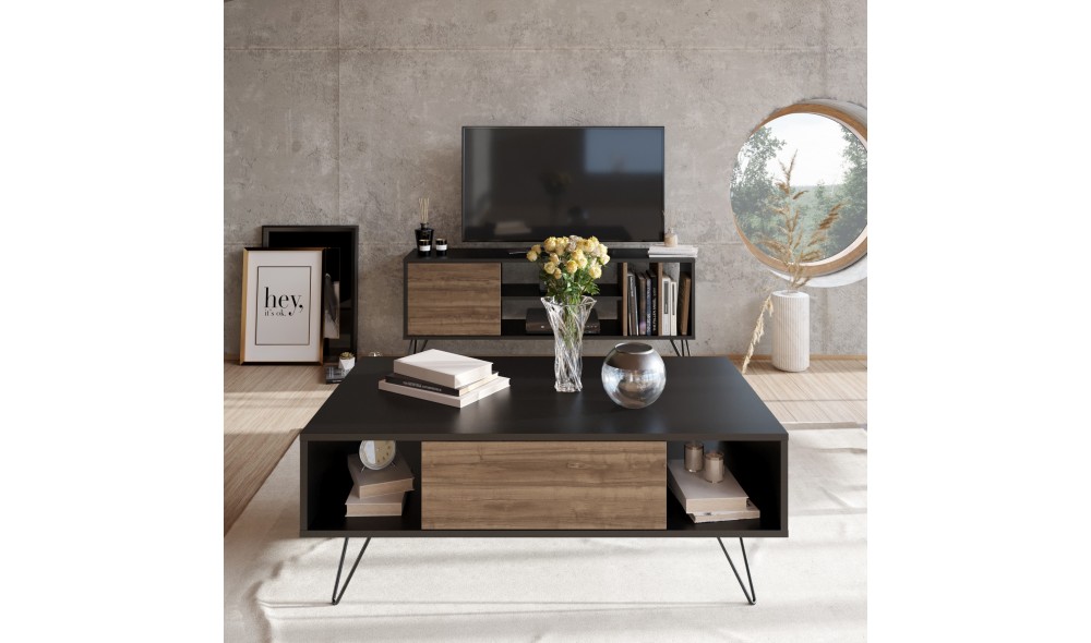 Masuta de cafea, Mistico, NegruNuc, 120 x 46 x 60 cm