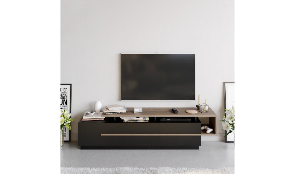 Suport TV, Pia, NegruNuc, 180 x 46 x 39 cm