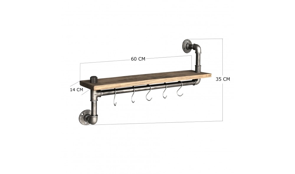 Raft pentru tevi, Boruraf008, NegruNuc, 60 x 35 x 14 cm
