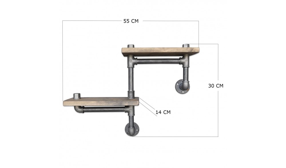 Raft pentru tevi, Boruraf041, NucNegru, 55 x 30 x 14 cm