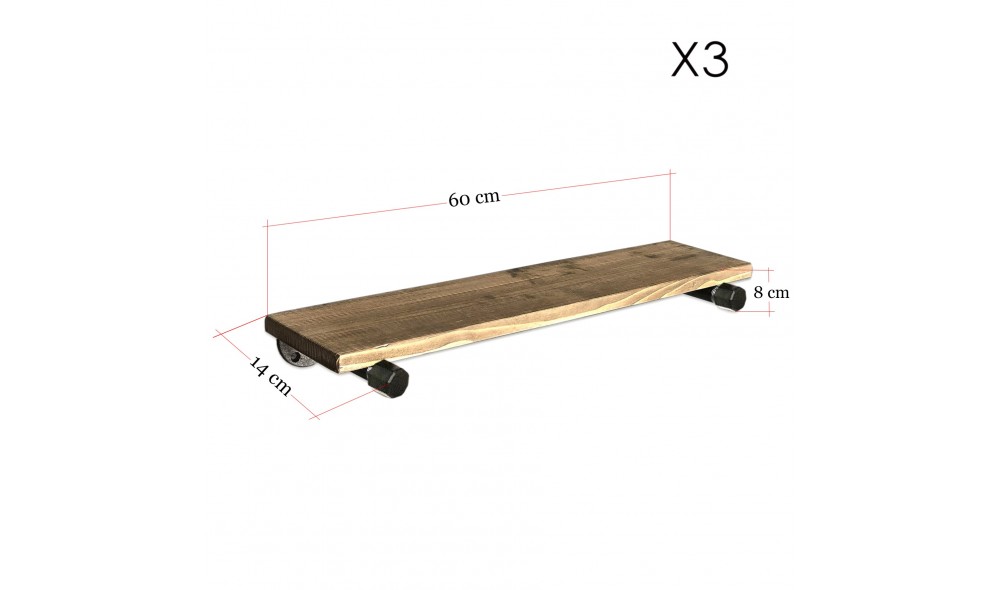 Raft pentru tevi, Boruraf087, NucNegru, 60 x 8 x 14 cm