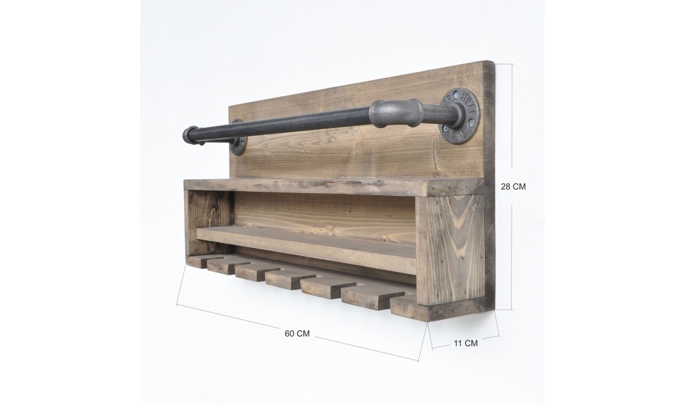 Raft pentru tevi, Boruraf216, NucNegru, 60 x 28 x 11 cm