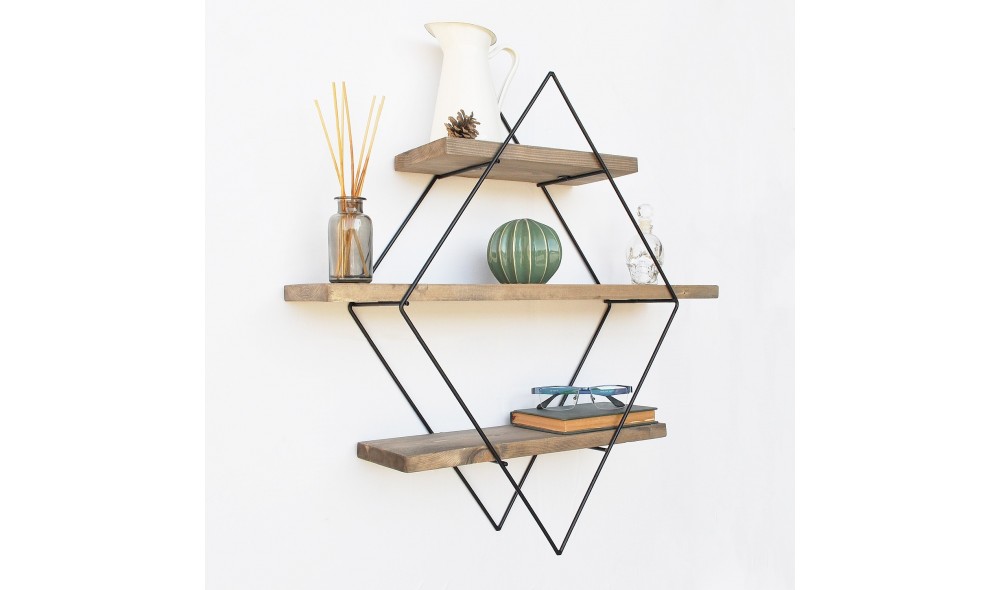 Raft decorativ de perete din lemn WR007 60 x 60 x 14 cm