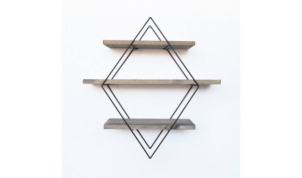 Raft decorativ de perete din lemn WR007 60 x 60 x 14 cm