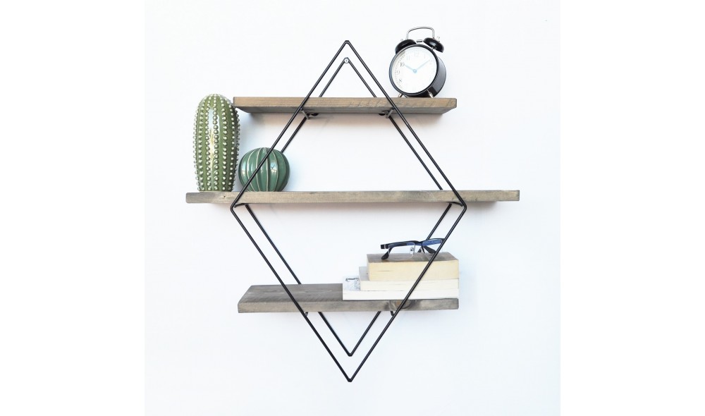 Raft decorativ de perete din lemn WR007 60 x 60 x 14 cm