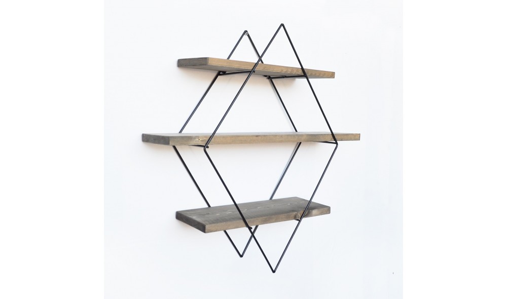 Raft decorativ de perete din lemn WR007 60 x 60 x 14 cm