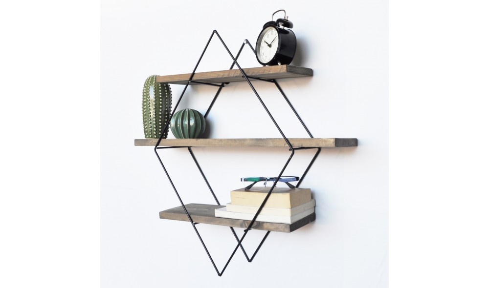 Raft decorativ de perete din lemn WR007 60 x 60 x 14 cm