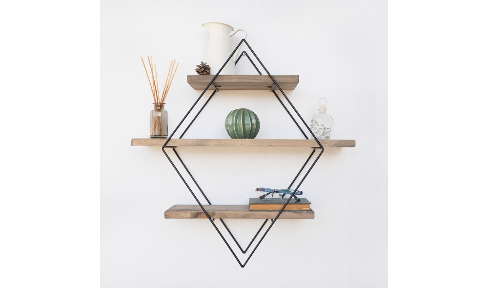 Raft decorativ de perete din lemn WR007 60 x 60 x 14 cm