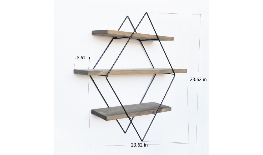 Raft decorativ de perete din lemn WR007 60 x 60 x 14 cm