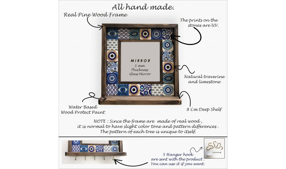 Oglinda, Sto016, Multicolor, 33 x 33 x 8 cm